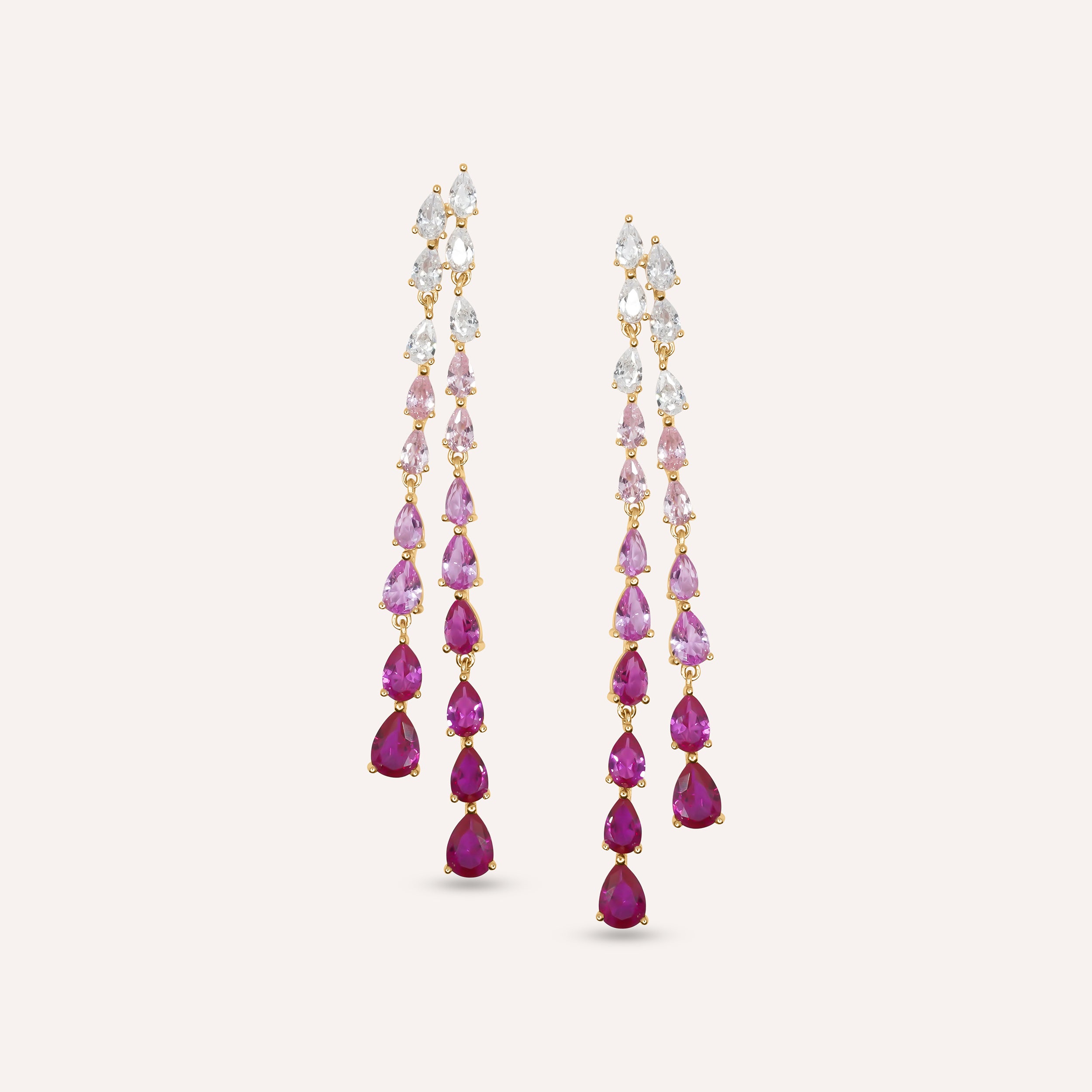 Orecchini Gocce, in argento e zirconi rosa Orecchini Gocce, in argento e zirconi rosa